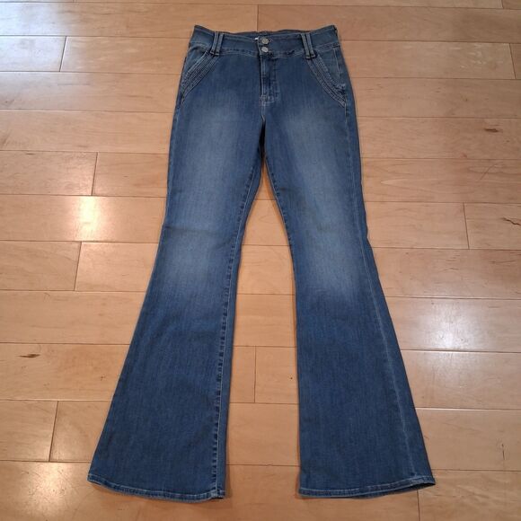 Frame Denim High Rise Double Stitch Detail Flare Leg Jeans-Merced-Size 31 Blue - Picture 4 of 11